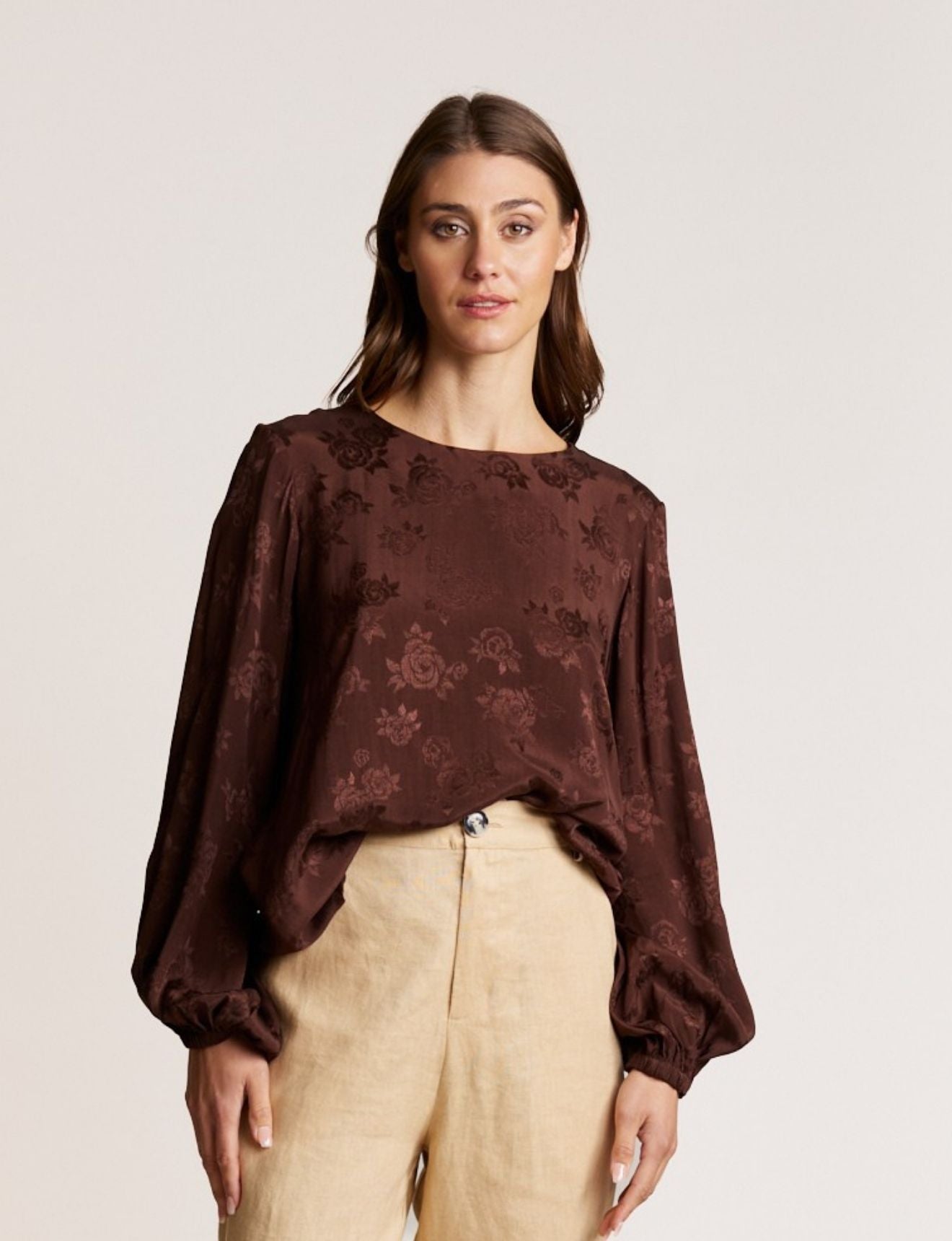 ROSE JACQUARD TOP SABLE