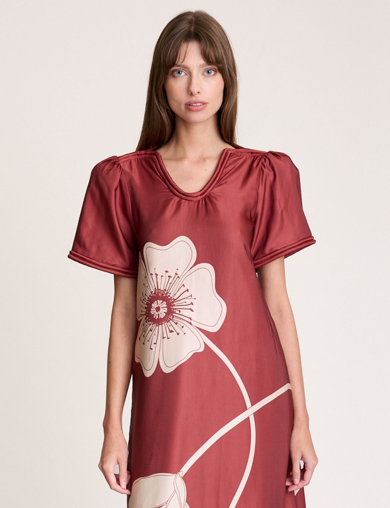 BIND DRESS MARSALA