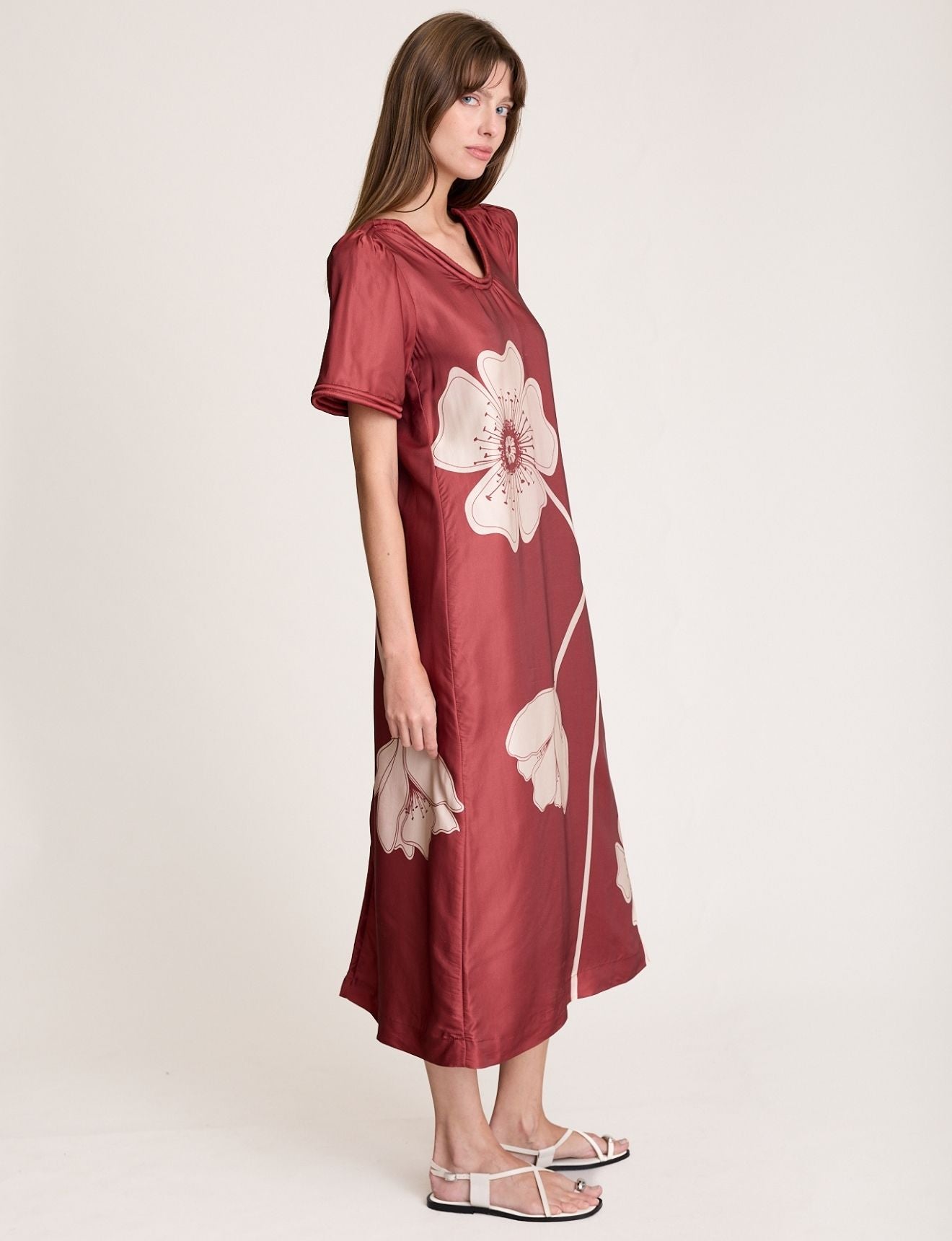BIND DRESS MARSALA