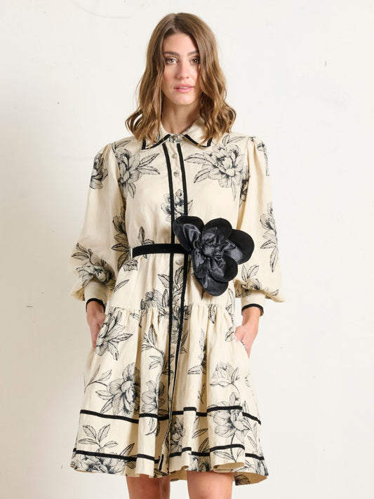 BLOUSON VELVET MINI PEONIES STONE