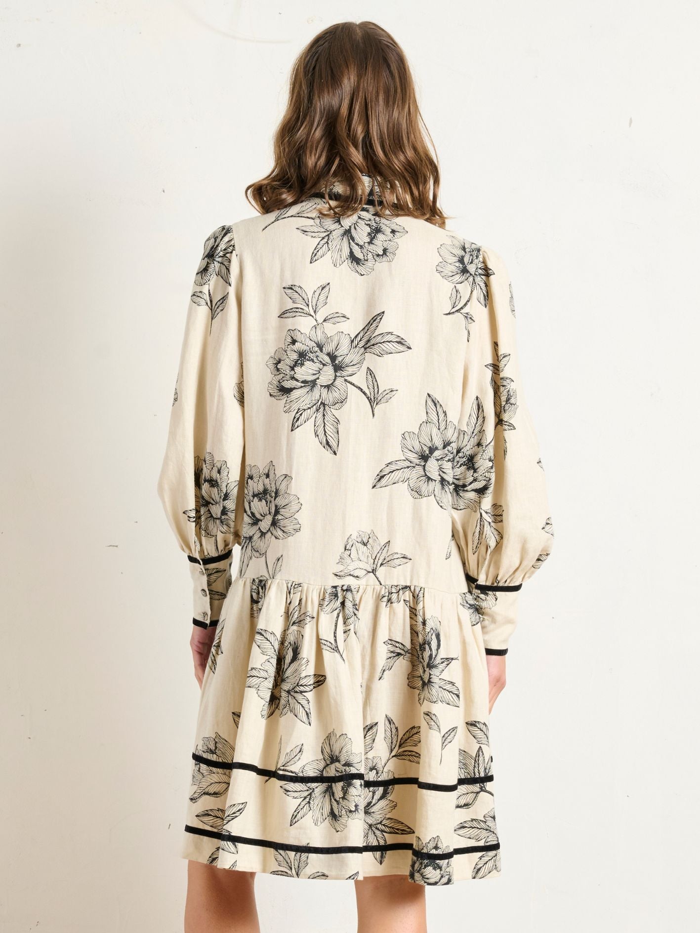 BLOUSON VELVET MINI PEONIES STONE