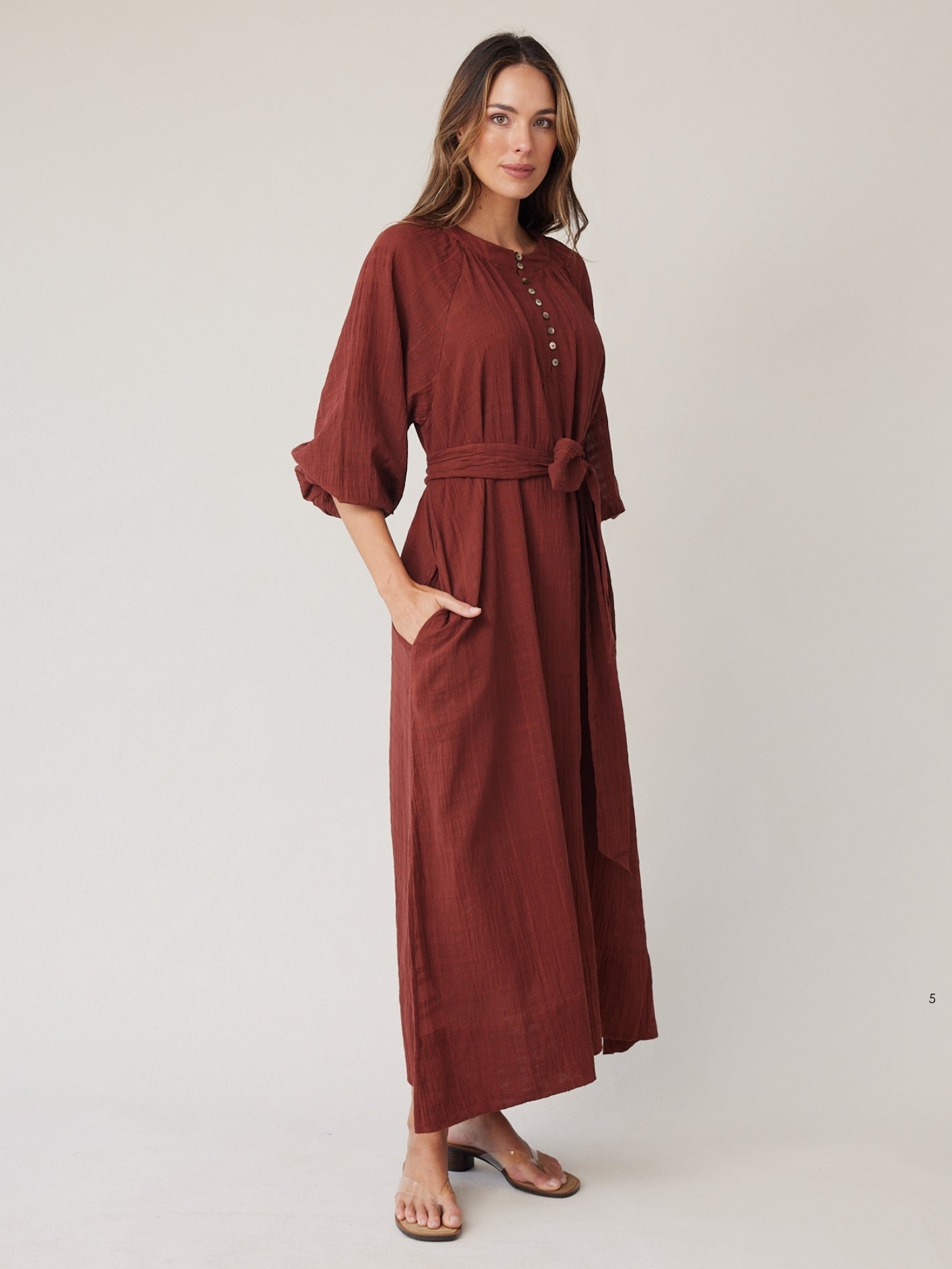 CHECK BLOUSON DRESS MOCHA