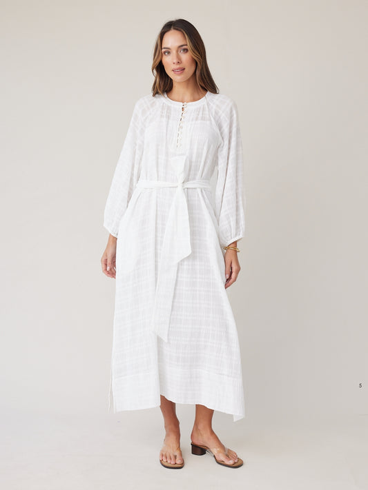 CHECK BLOUSON DRESS IVORY