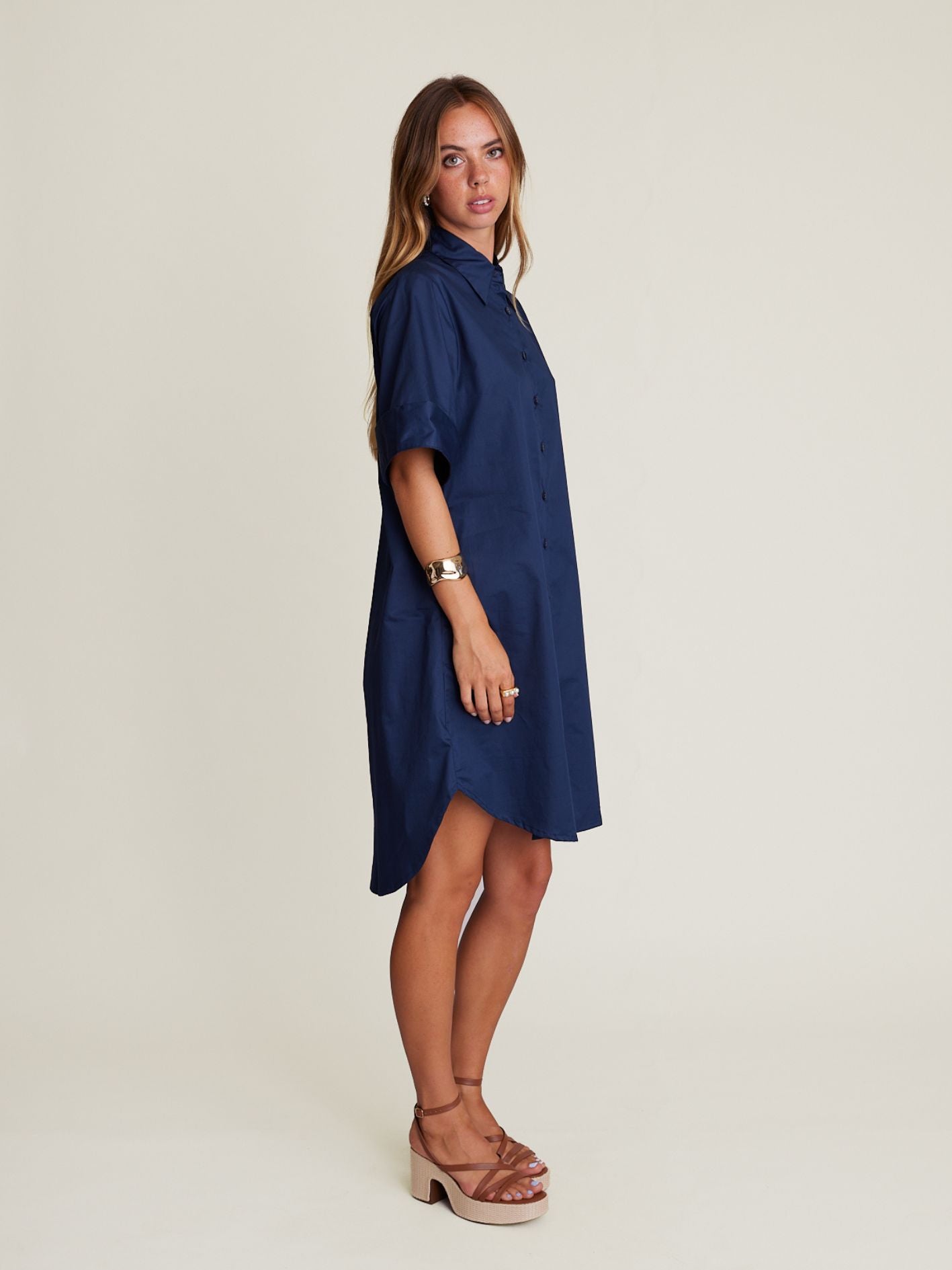 CUFF SHIRT DRESS FRENCH NAVY