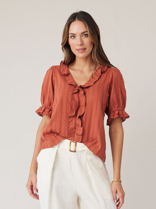 FLOUNCE BLOUSE TERRACOTTA