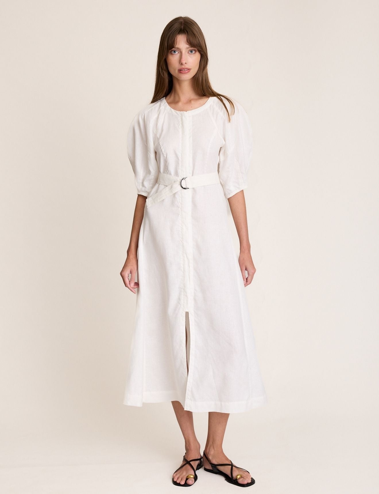 frame white linen dress FRAME The Linen Day Dress