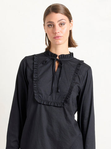 FRILL TIE BLOUSE ONYX