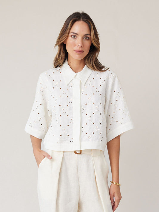 LACE CROP TOP ECRU
