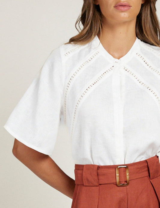 LACE TRIM TOP IVORY
