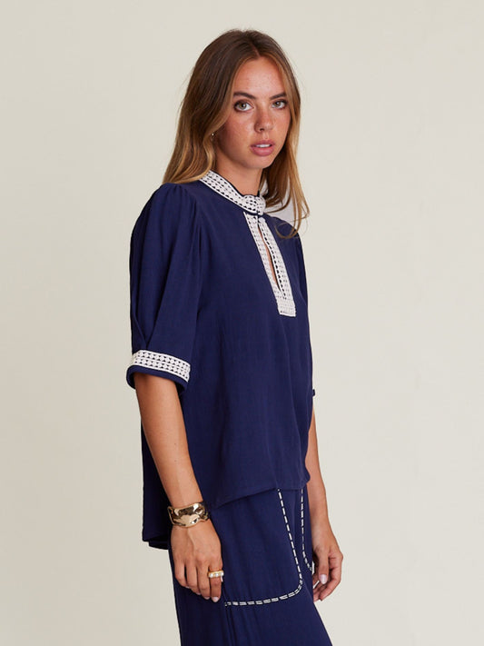 MAZE BLOUSE NAVY