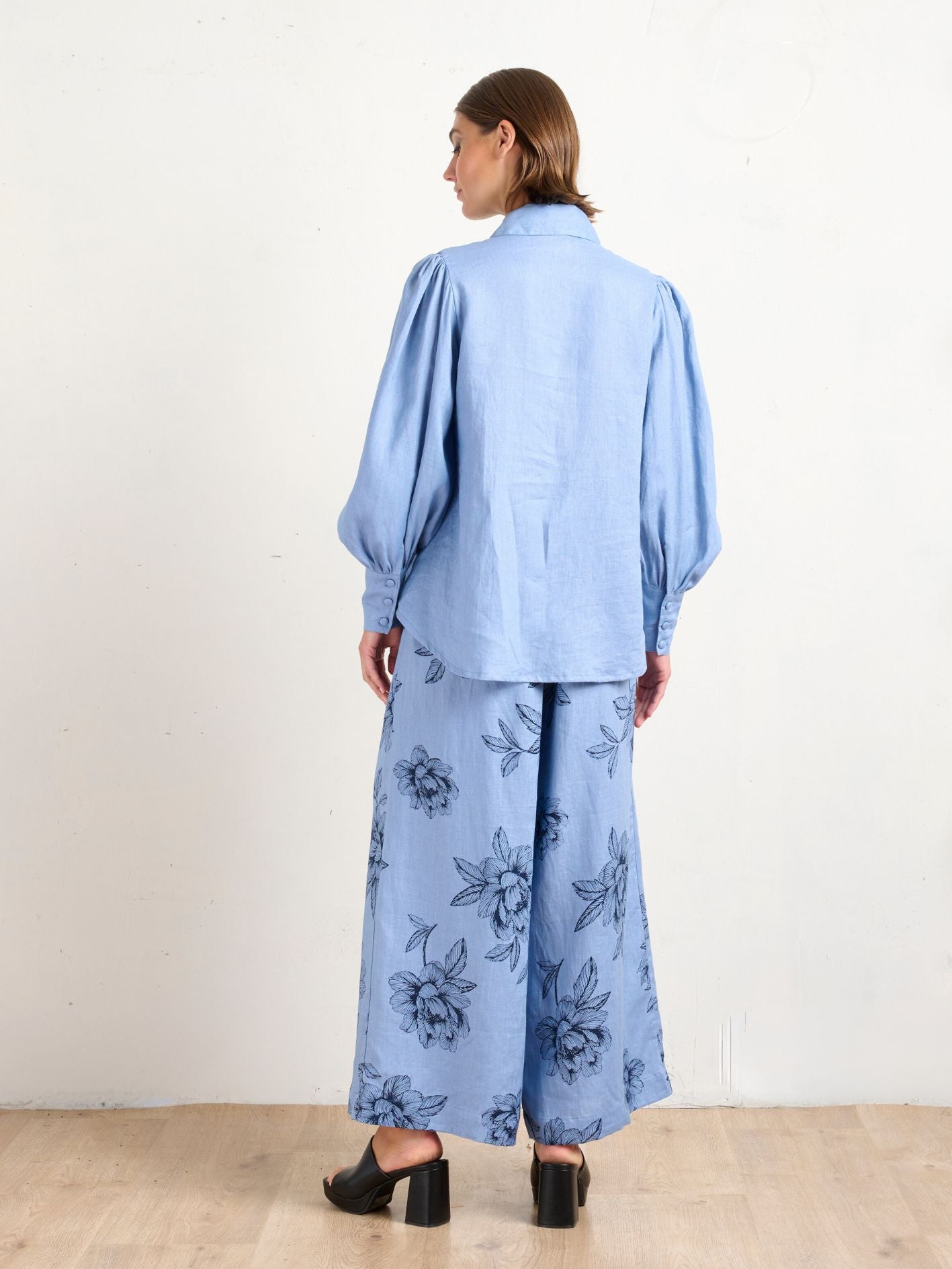 PALAZZO PANT PEONIES BLUE