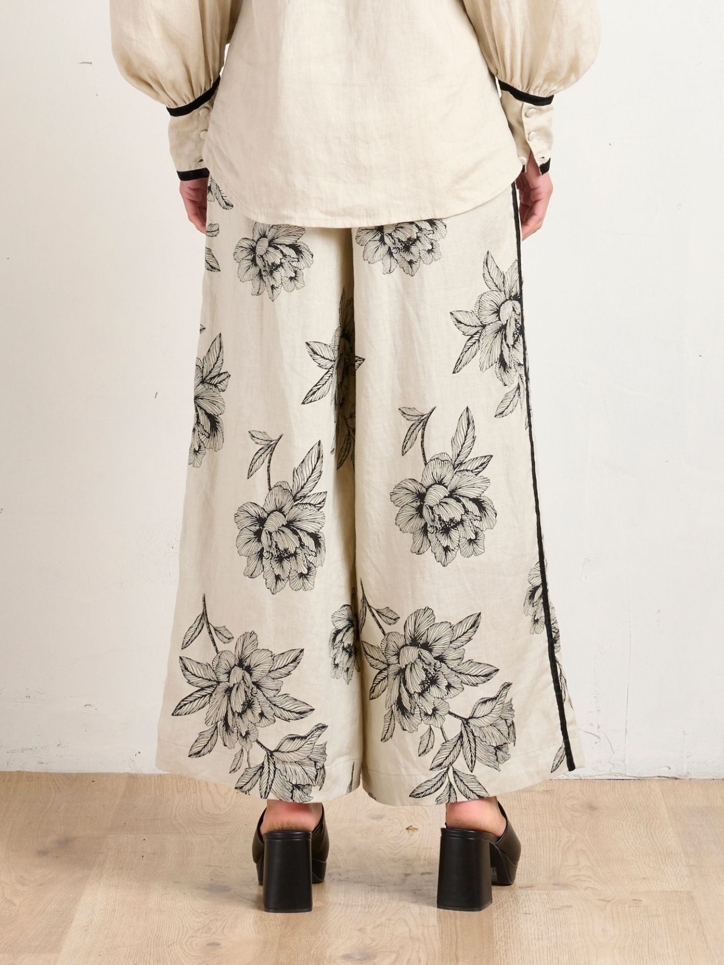 PALAZZO PANT VELVET PEONIES