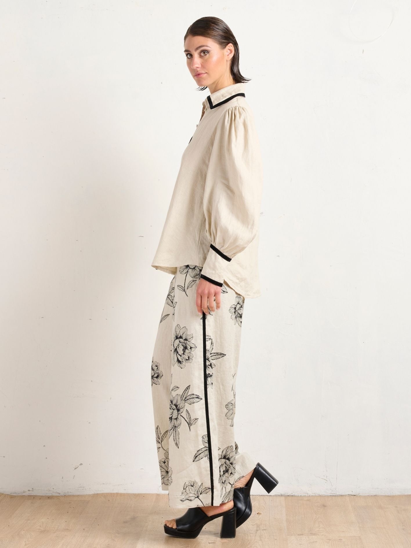 PALAZZO PANT VELVET PEONIES