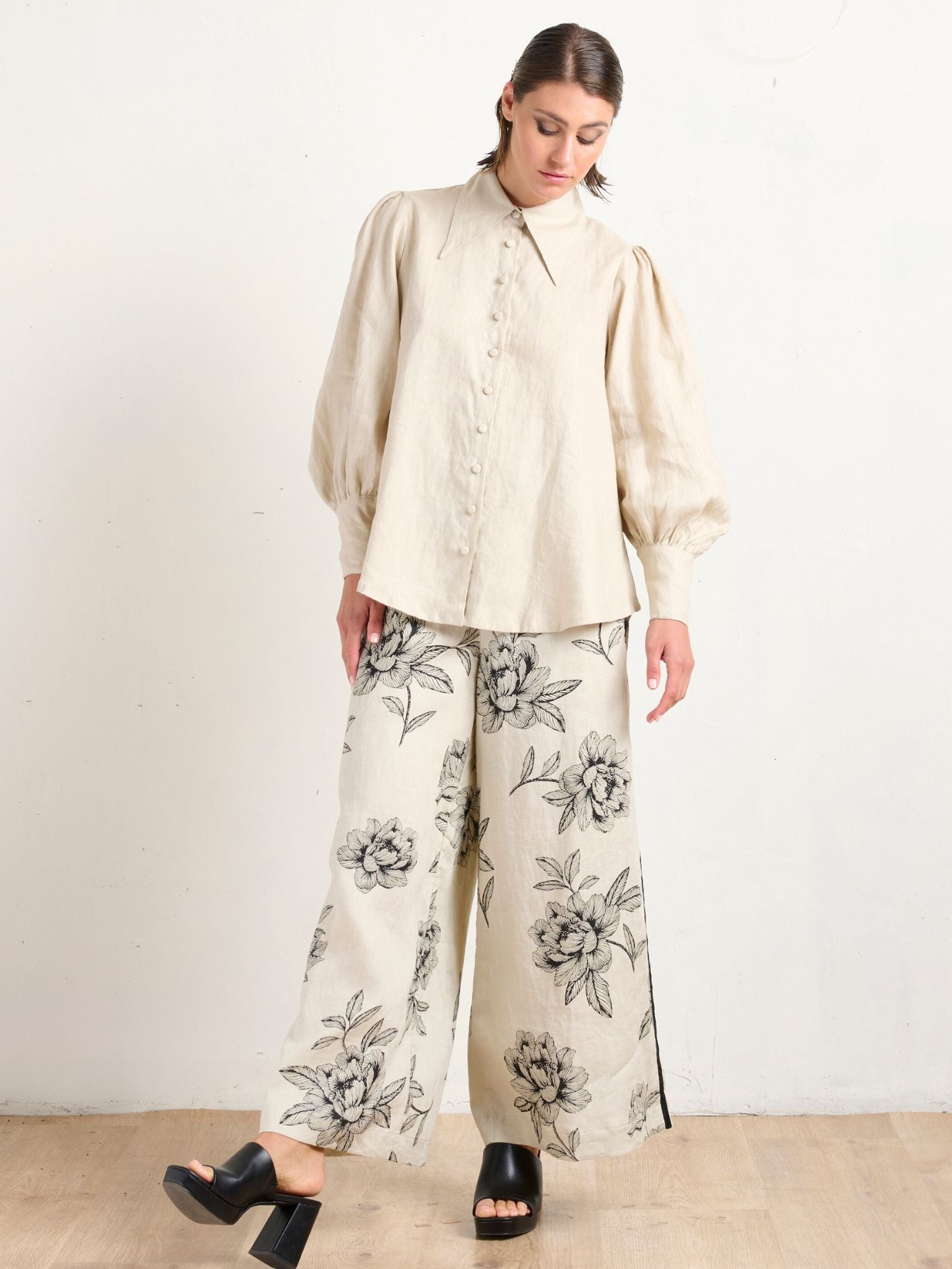 PALAZZO PANT VELVET PEONIES