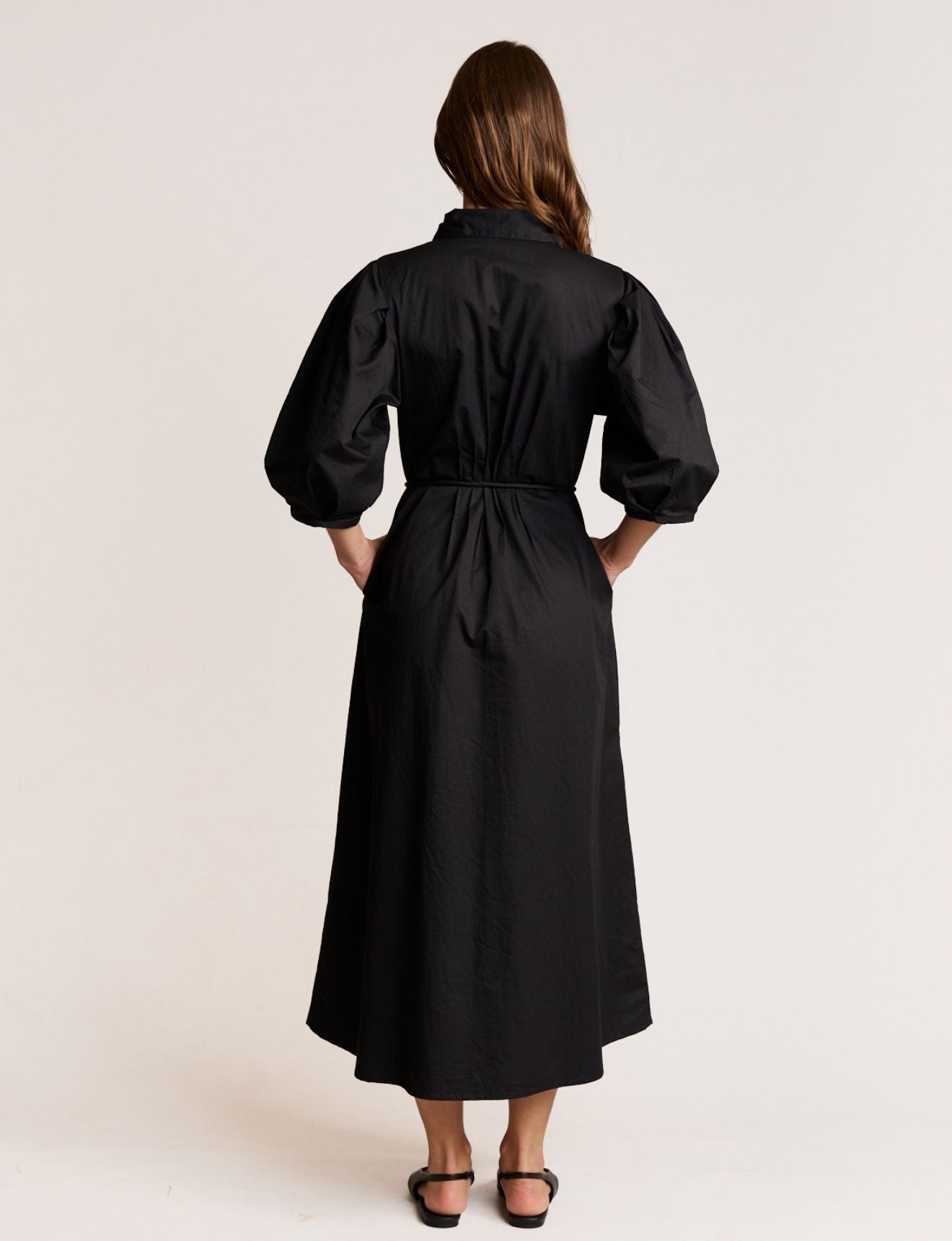 PINTUCK DRESS ONYX