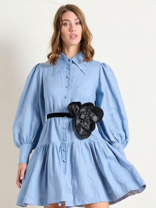 POINTED COLLAR MINI ALLURE BLUE