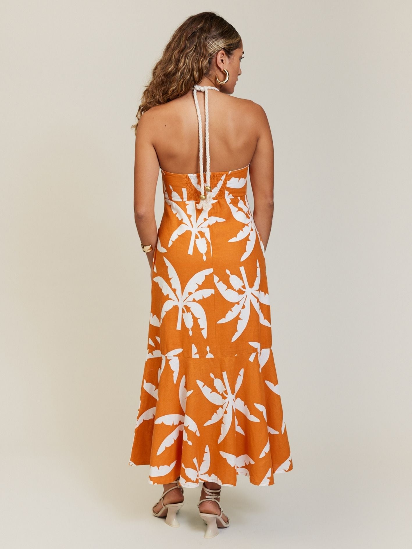 TROPICALE HALTER DRESS TANGERINE