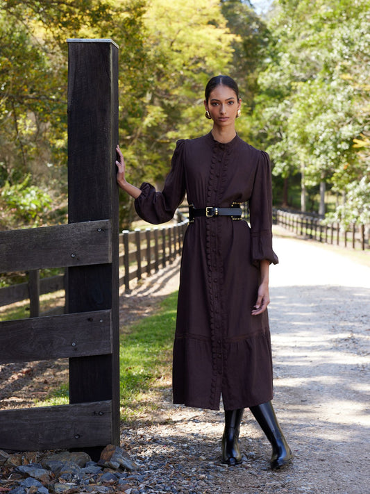 TWIN LACE DRESS SABLE