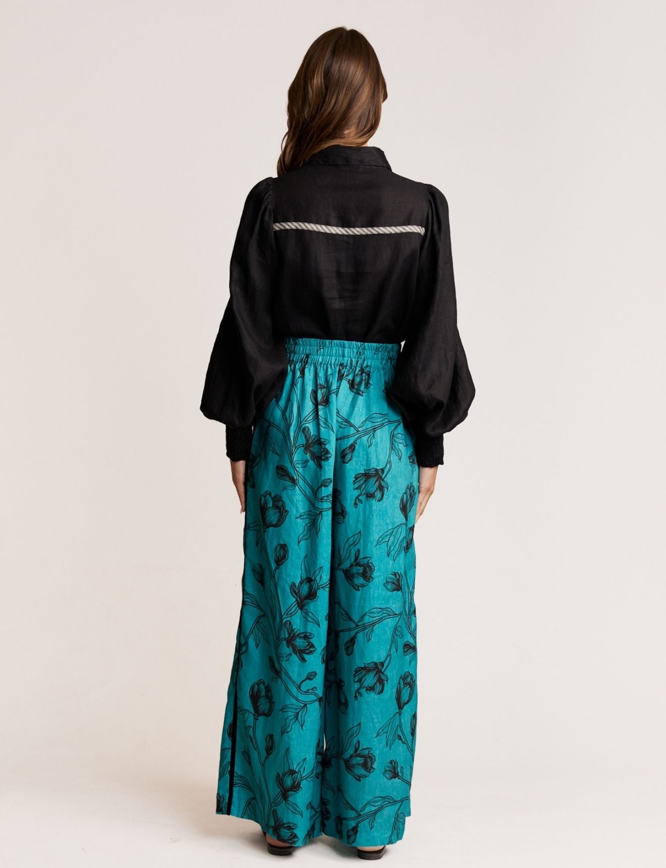VELVET TRIM PANT TEAL