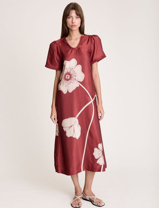 BIND DRESS MARSALA