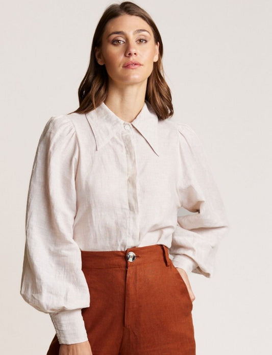 BLOUSON BLOUSE BEIGE STRIPE