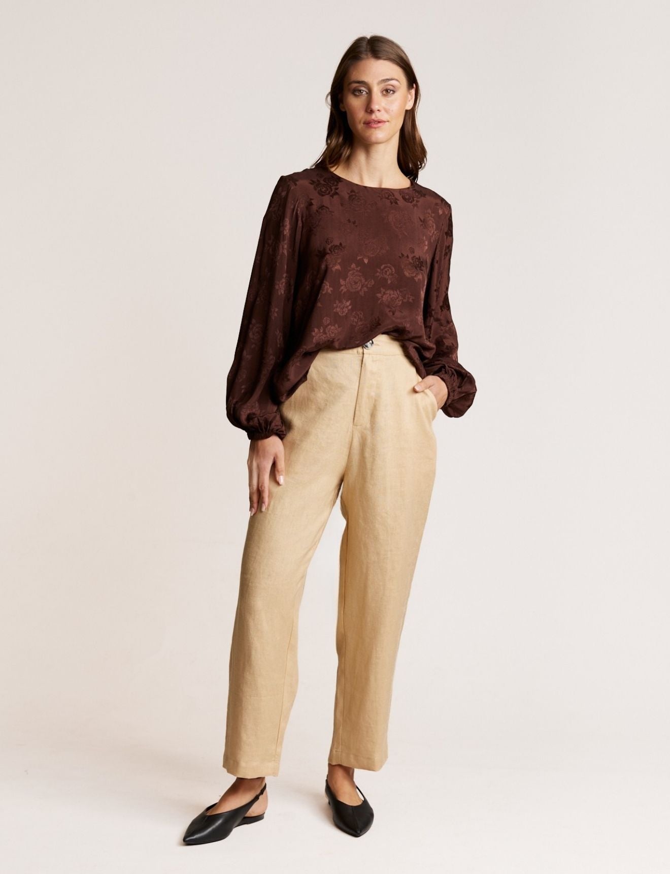 BUTTON PANT BISQUE