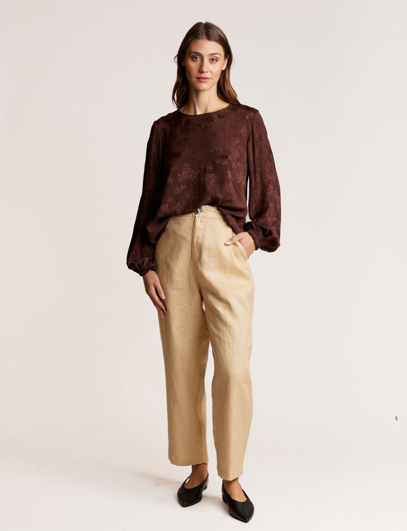 BUTTON PANT BISQUE