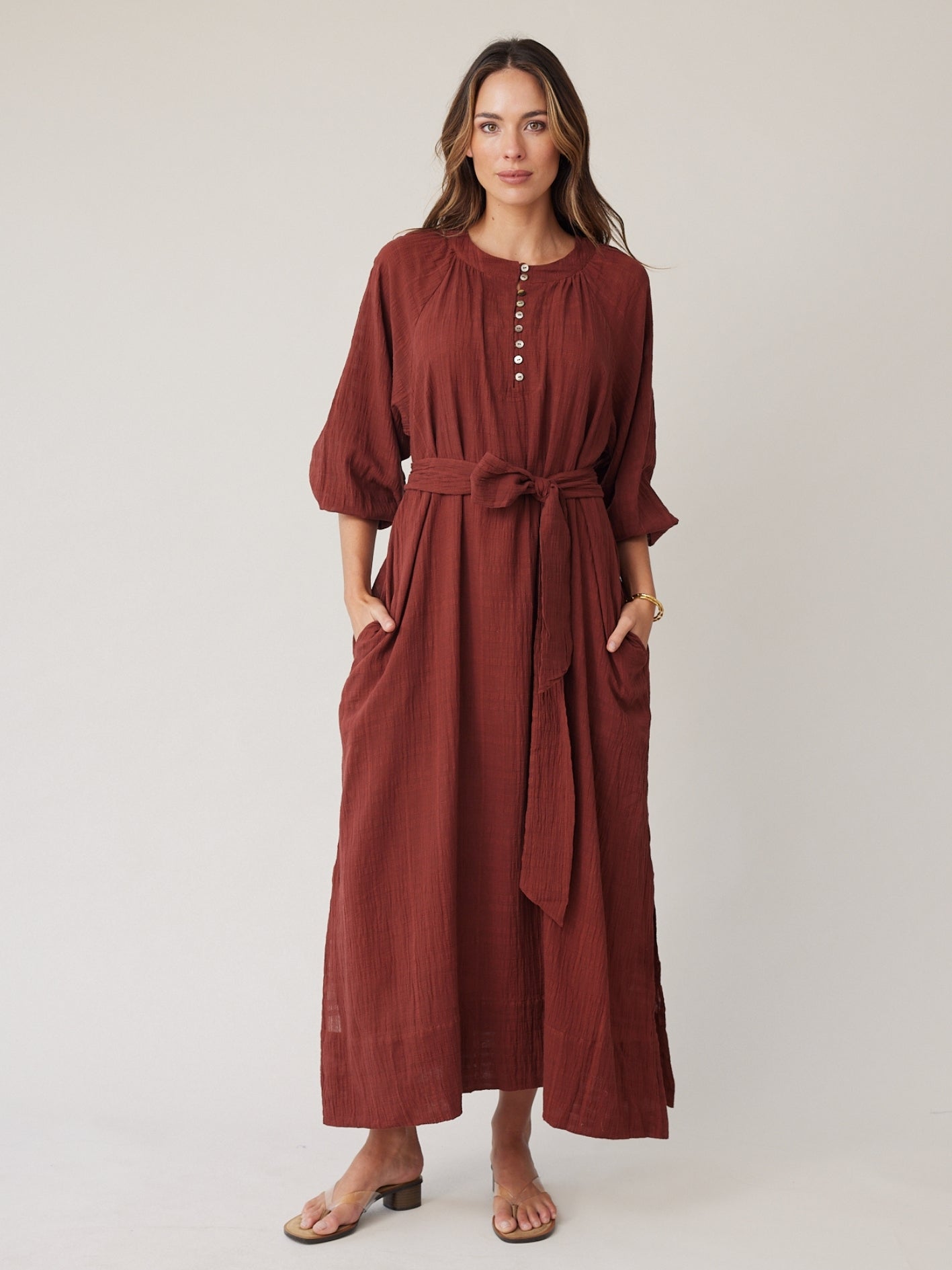 CHECK BLOUSON DRESS MOCHA