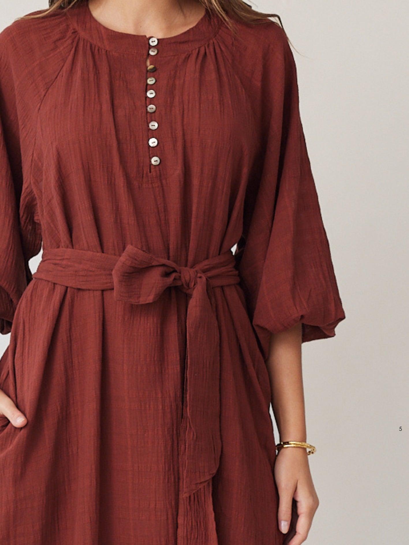 CHECK BLOUSON DRESS MOCHA