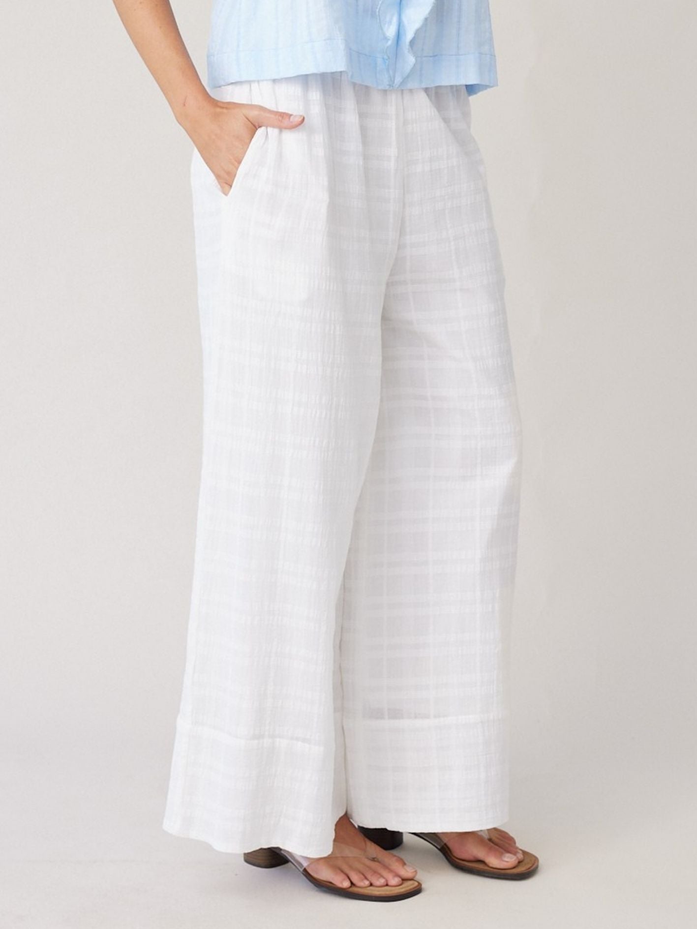CHECK PALAZZO PANT IVORY