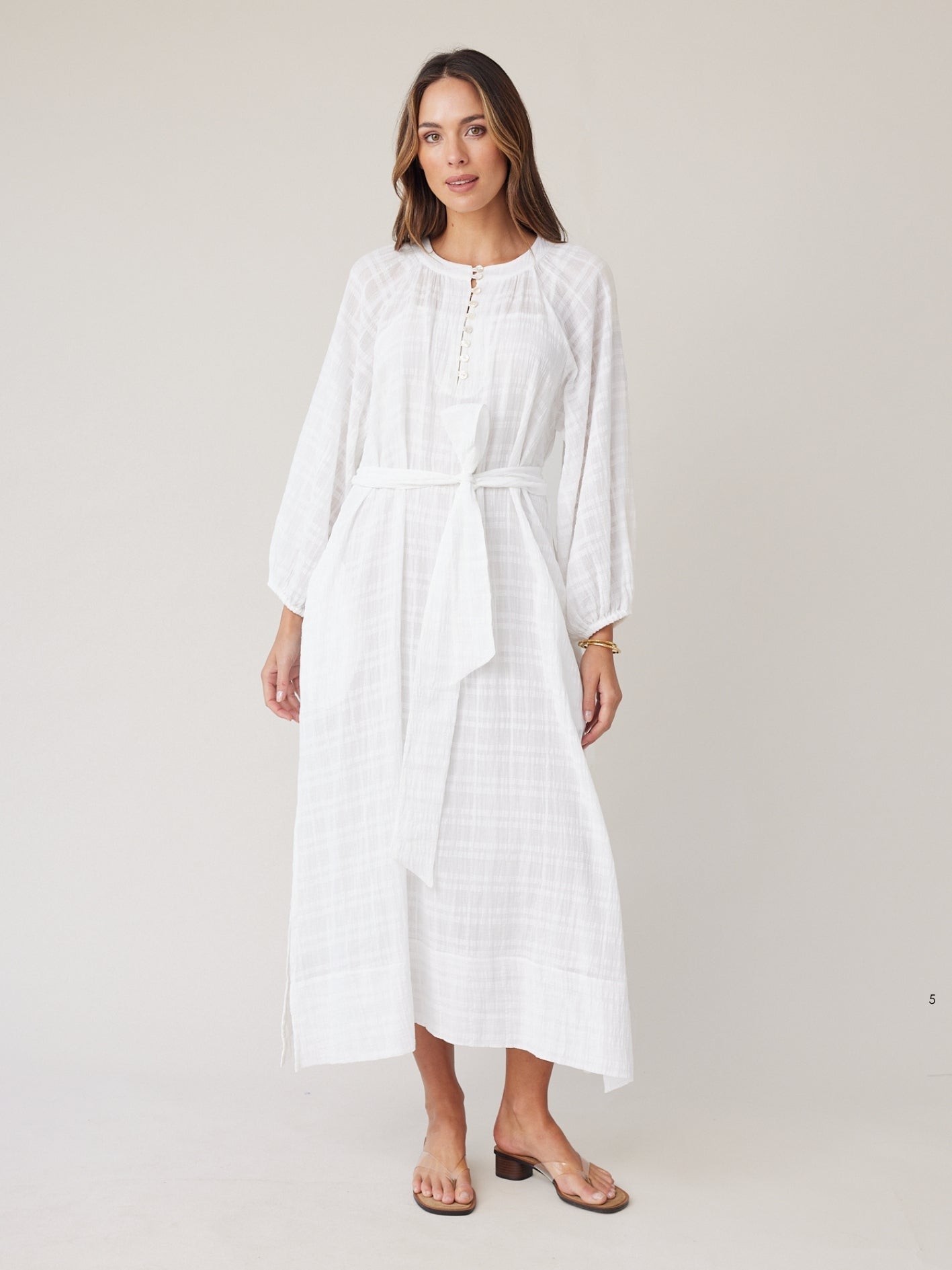 CHECK BLOUSON DRESS IVORY