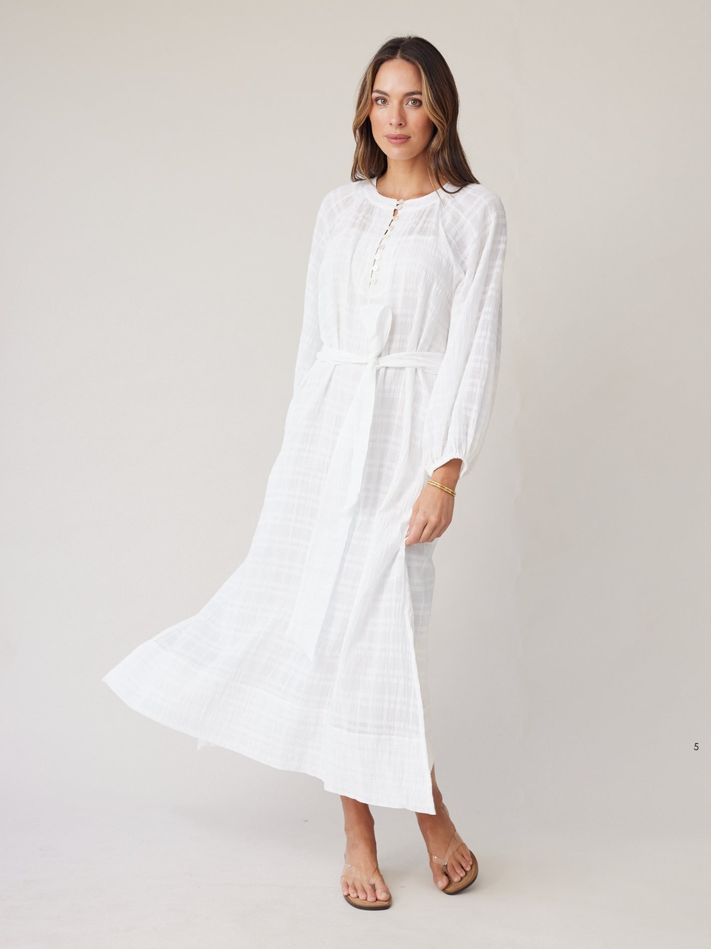 CHECK BLOUSON DRESS IVORY