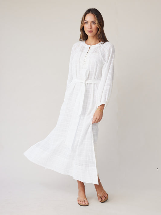 CHECK BLOUSON DRESS IVORY