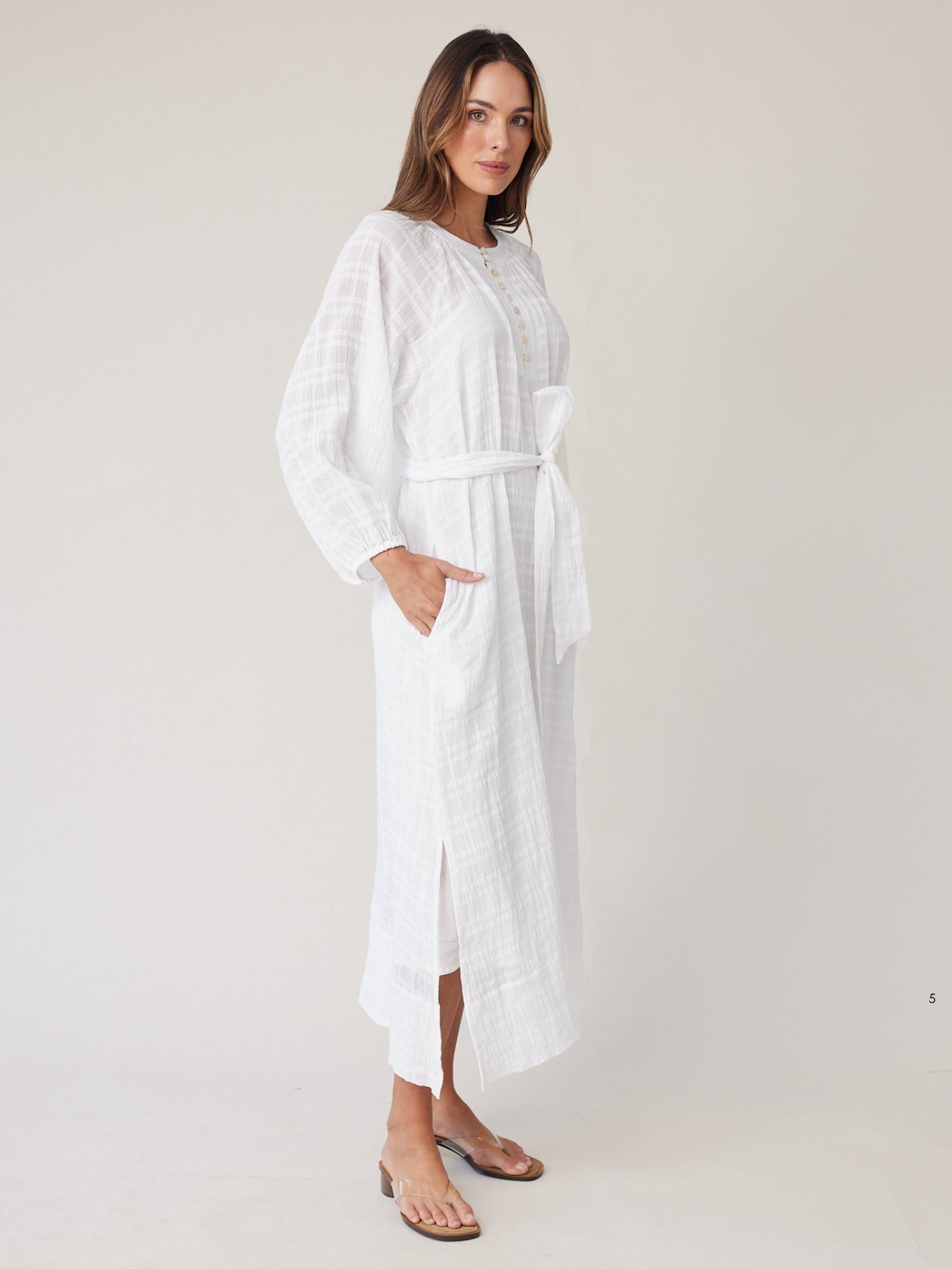 CHECK BLOUSON DRESS IVORY
