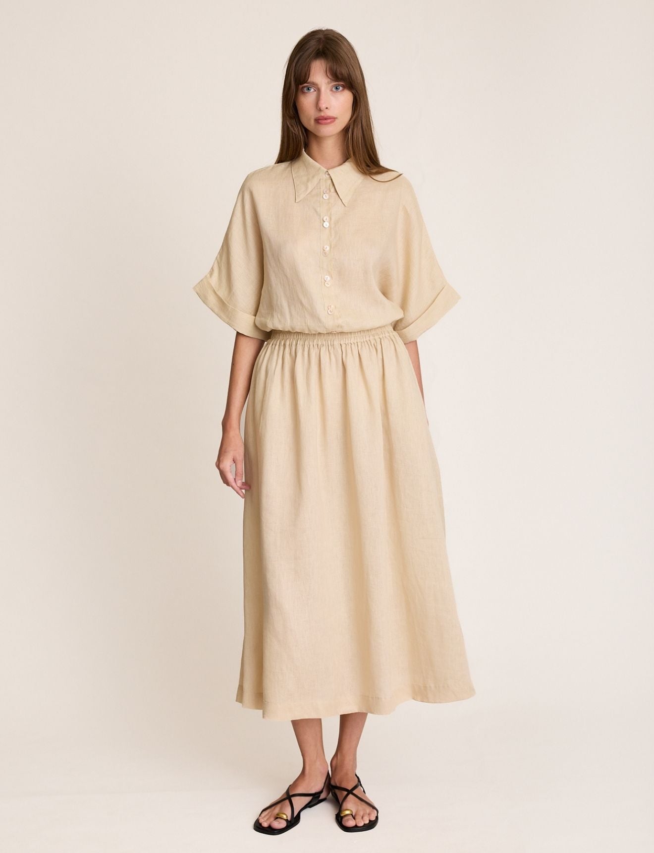 CROP CUFF SHIRT BISQUE