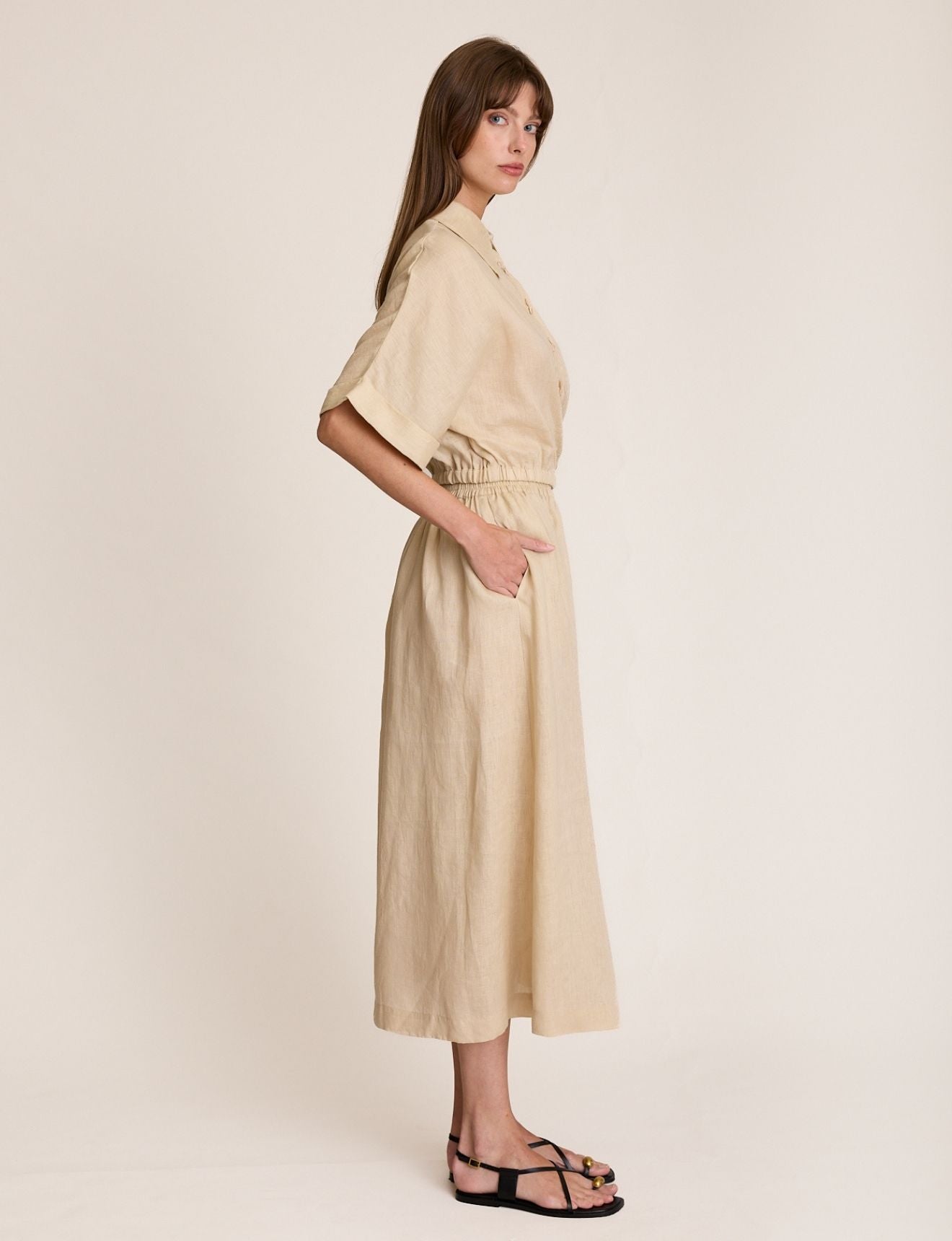 CROP CUFF SHIRT BISQUE