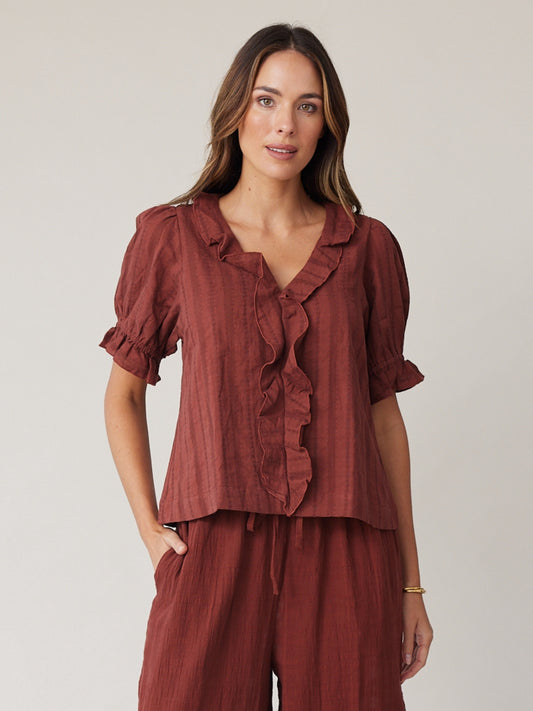 FLOUNCE BLOUSE MOCHA