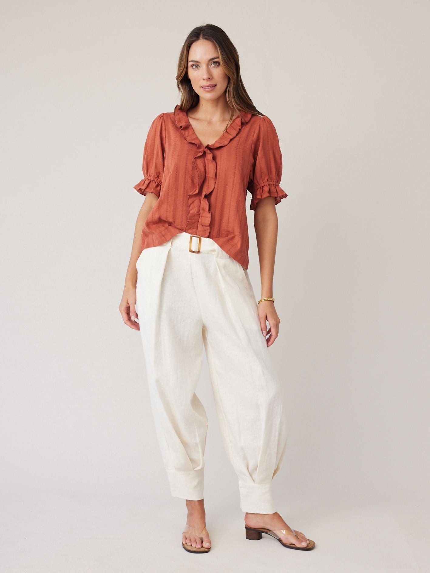 FLOUNCE BLOUSE TERRACOTTA
