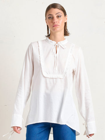 FRILL TIE BLOUSE IVORY