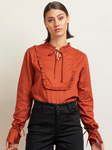 FRILL TIE BLOUSE SPICE