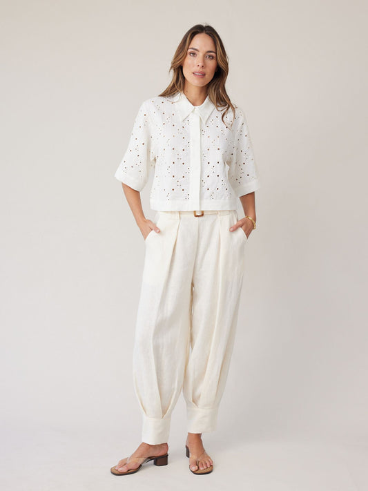 LACE CROP TOP ECRU