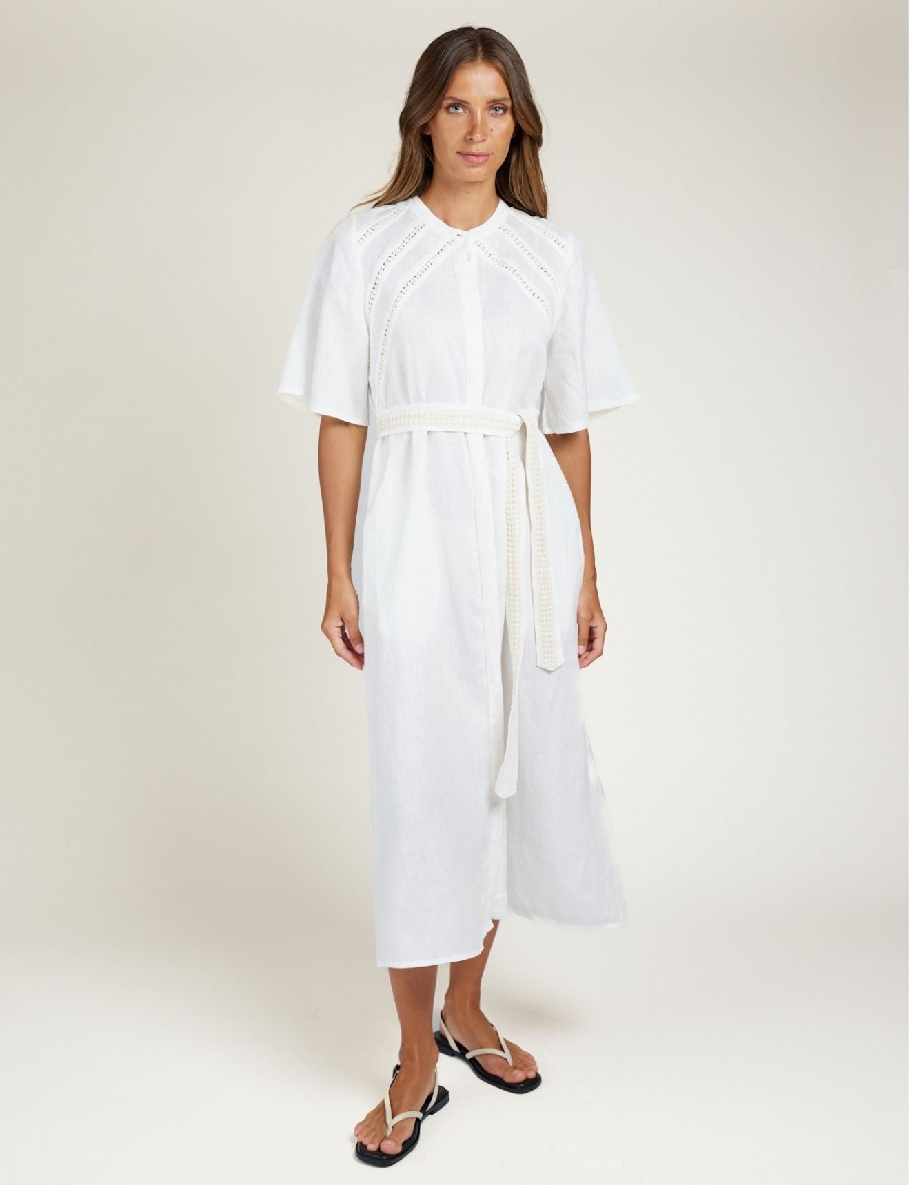 LACE TRIM DRESS IVORY