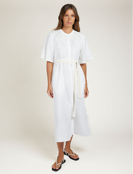 LACE TRIM DRESS IVORY