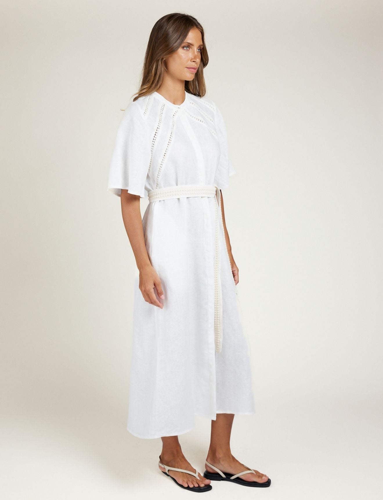 LACE TRIM DRESS IVORY