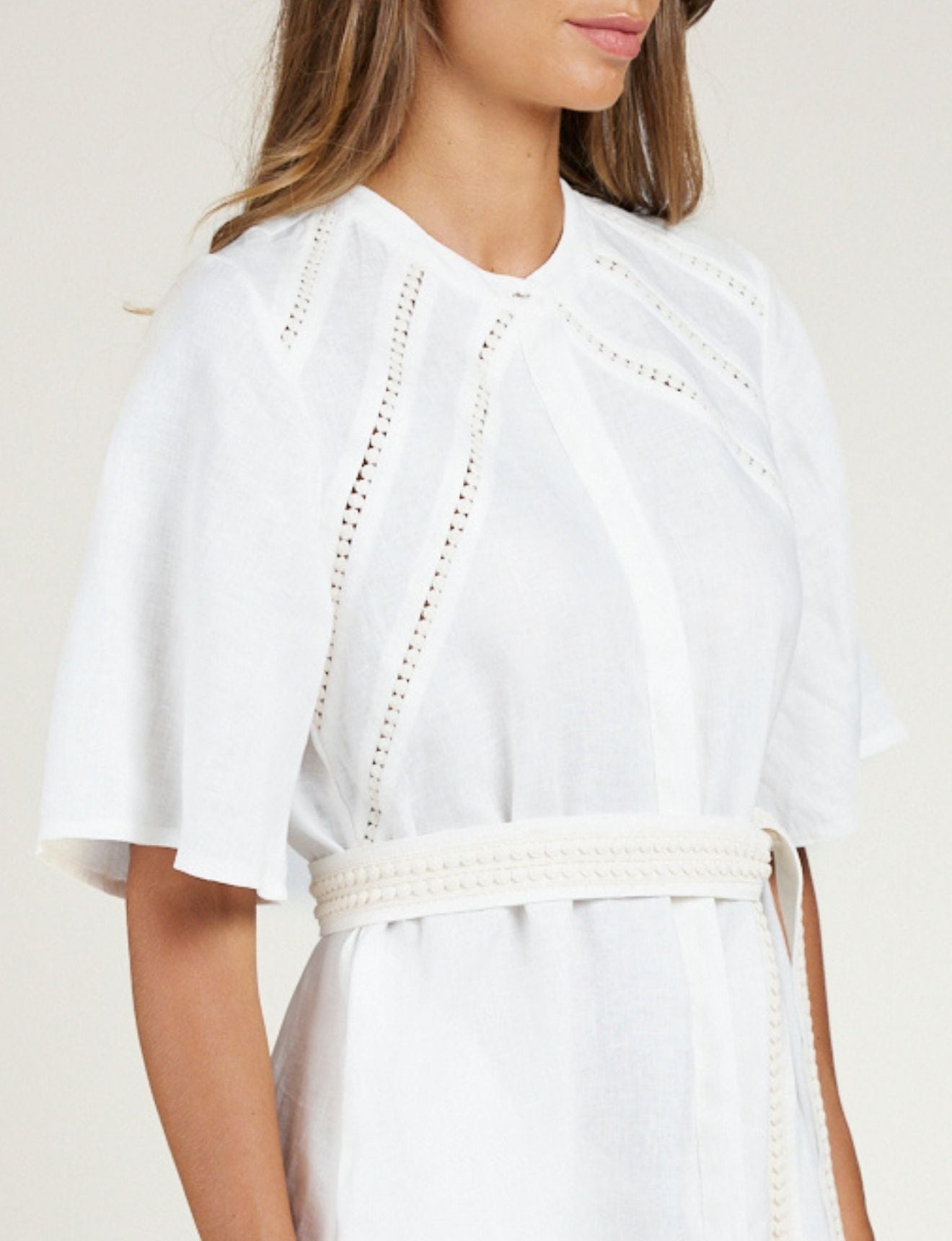 LACE TRIM DRESS IVORY