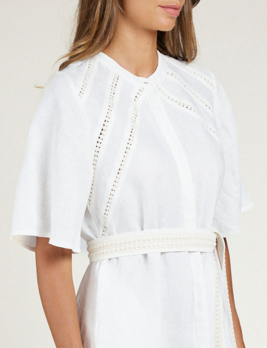 LACE TRIM DRESS IVORY