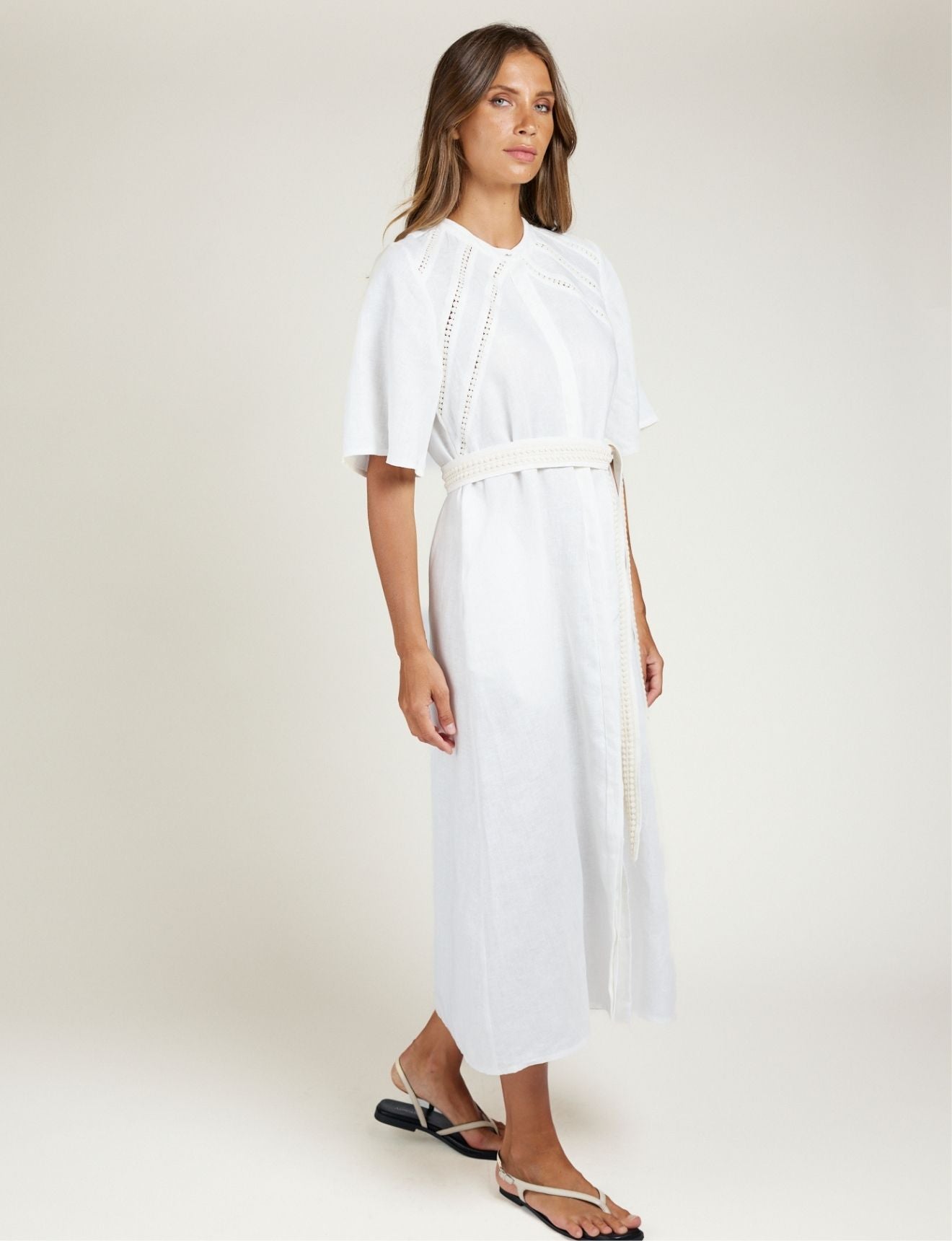 LACE TRIM DRESS IVORY