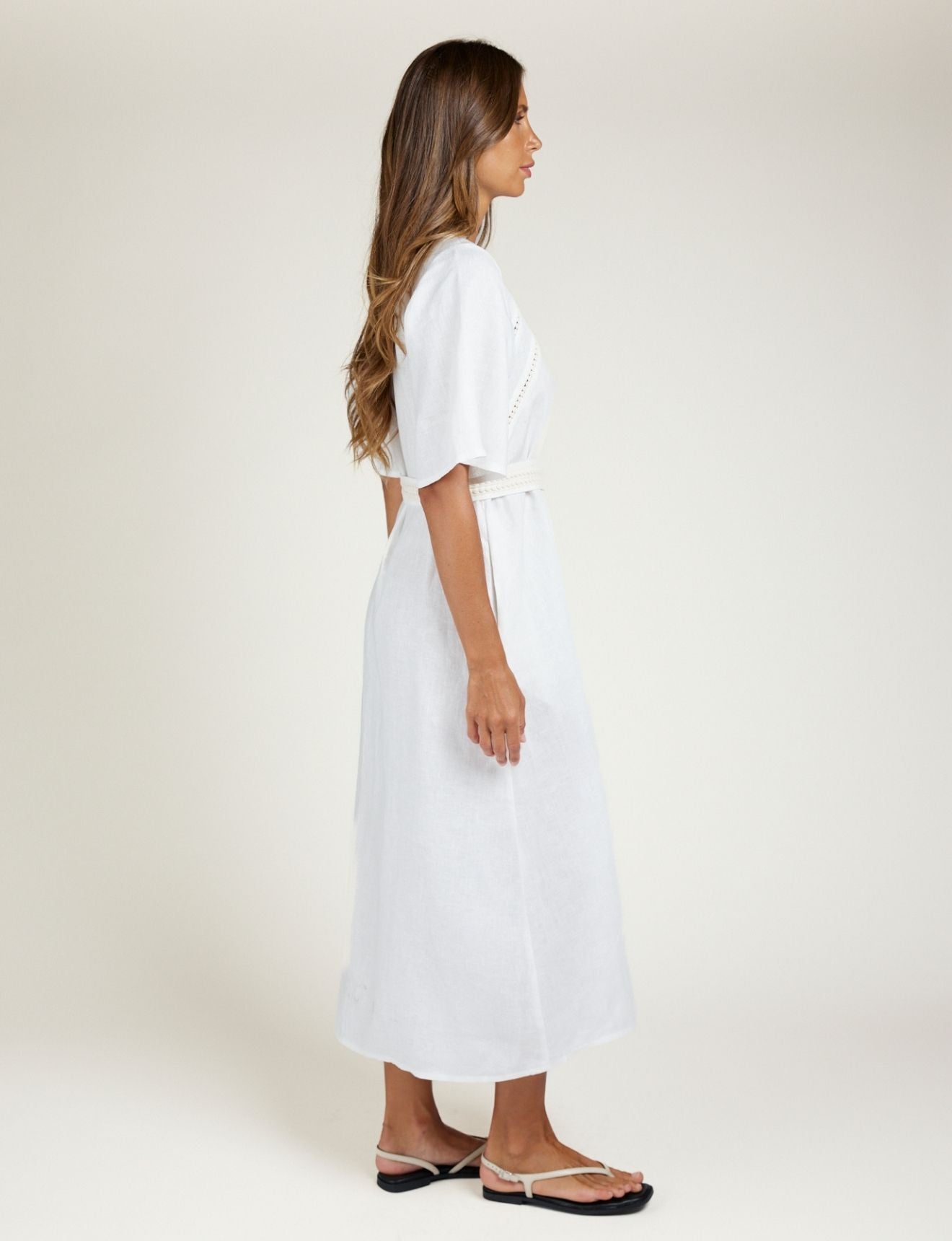 LACE TRIM DRESS IVORY
