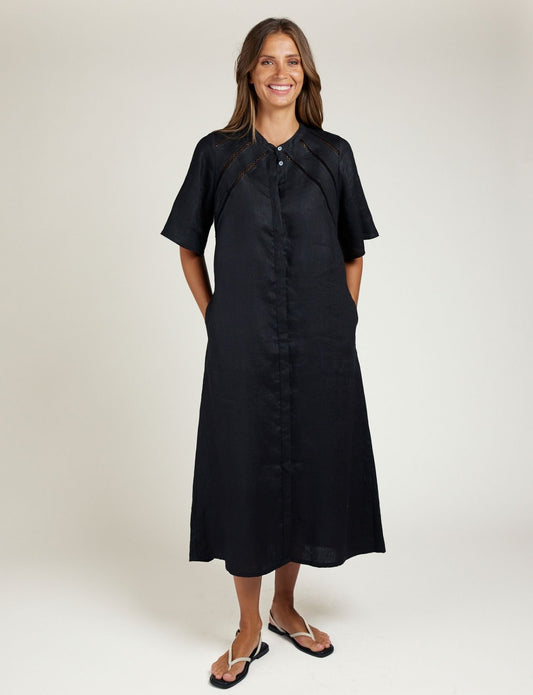 LACE TRIM DRESS ONYX