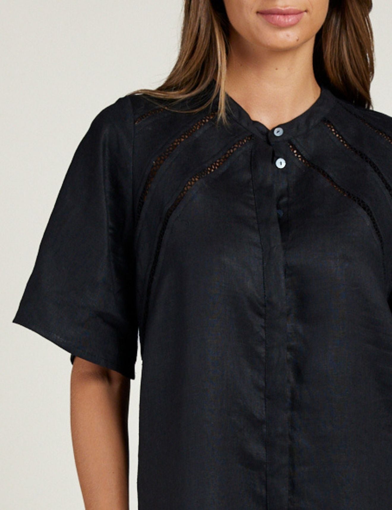 LACE TRIM DRESS ONYX